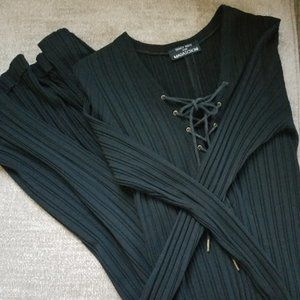 Black, fitted, pencil dress